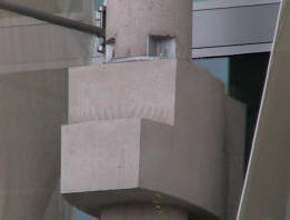 Bird control spike installed on the columns to keep pigeons away
